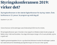 Styringskonferansen 2019 - virker det? Oslo den 23. januar 2019