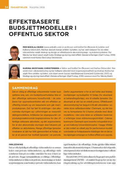 Effektbaserte budsjettmodeller i offentlig sektor